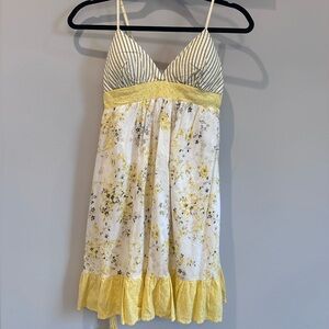 Yellow Floral Striped Sundress